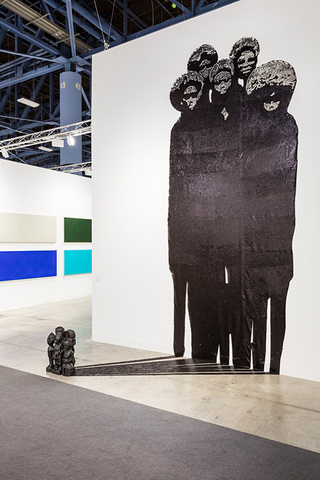 Witness, 2016, by Sanford Biggers; sequins, canvas, fabric, tar, polystyrene, Aqua-Resin
Courtesy of Marianne Boesky Gallery